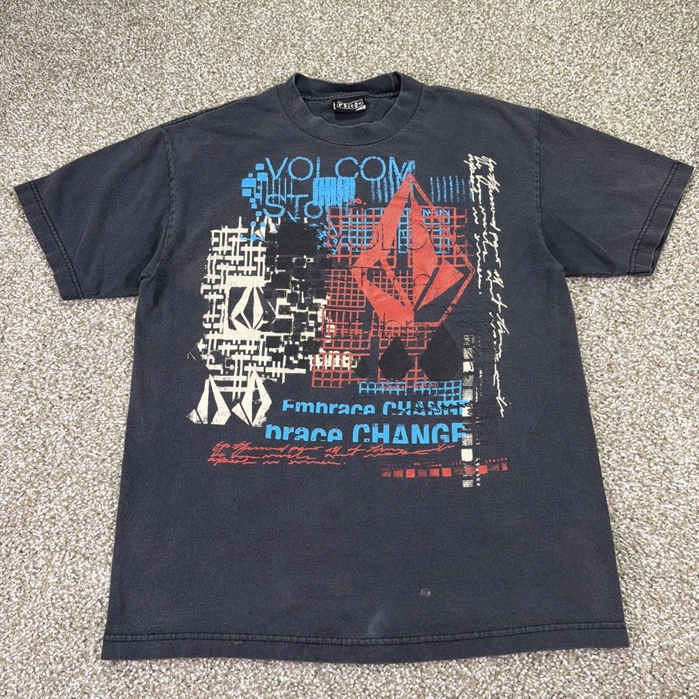 Vintage Volcom Shirt Faded Y2K Size Medium Essentials Graphic Print